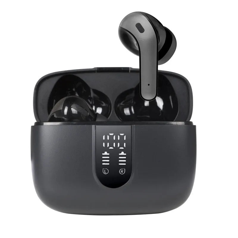 Jerry X08 wireless Bluetooth in-ear headset with digital display showing pairing status