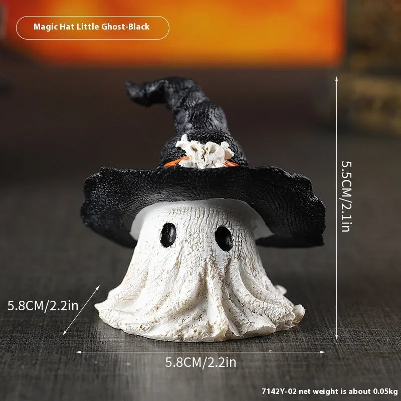 Resin wizard hat ornament with ghost theme for Halloween, Christmas, and Easter decorations