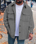 Men's polo collar coat with long sleeves, round hem, in polyester fabric, eight colours available