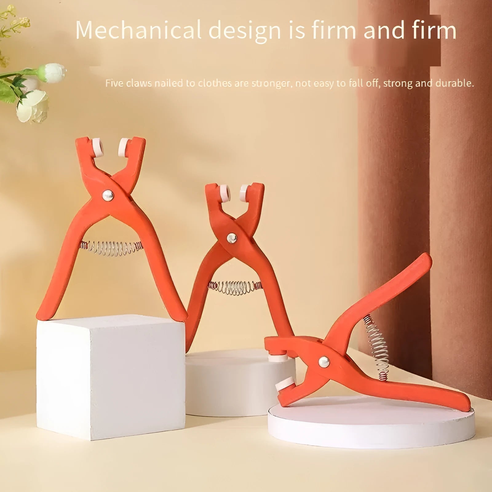 Stainless steel five claw no-sew button kit with pliers and 9.5mm clasps for baby clothes