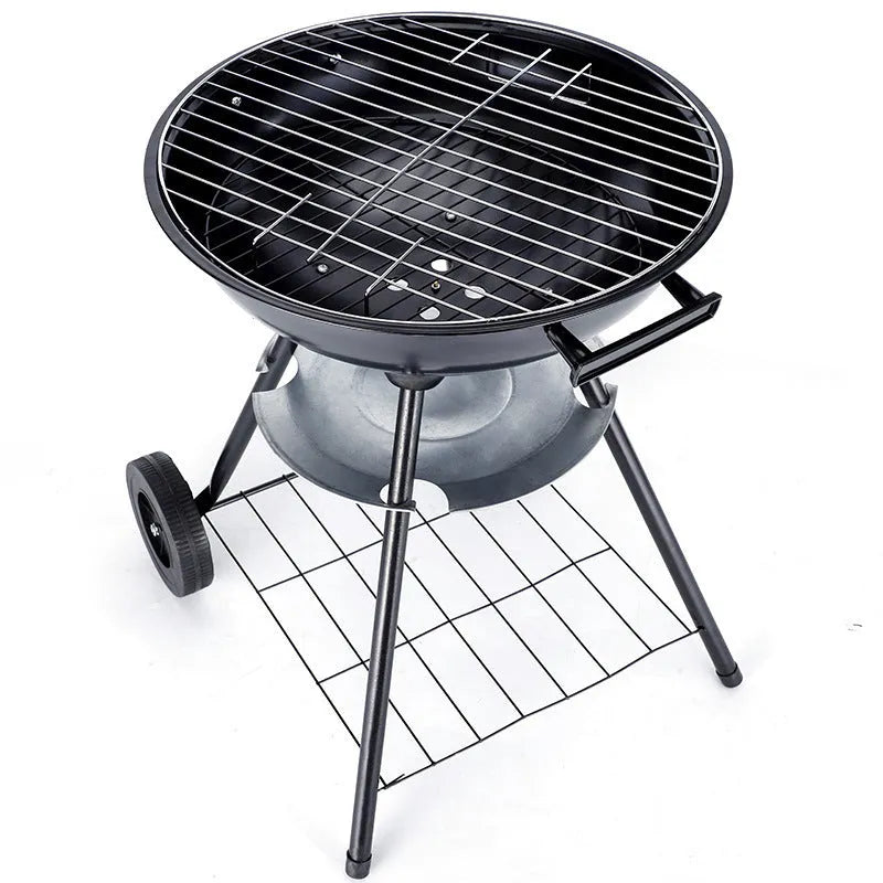 14-inch portable barbecue grill with iron construction and apple stove design for outdoor cooking