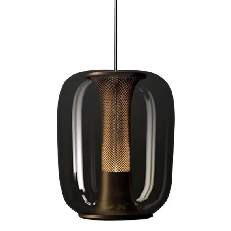 Minimalist geometric Nordic style chandelier ceiling light in clear, cognac and smoky grey colour options.