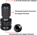 Scaling bit holder with telescopic sleeve for 1/2" to 1/4" electric wrench conversion