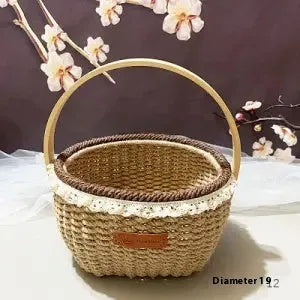 Hand-woven hemp rope basket in rustic coffee brown colour, measuring 19cm by 12cm.