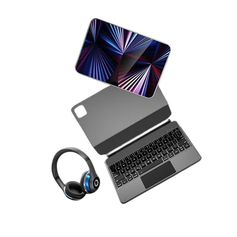 iPad magnetic keyboard and protective cover in black, white, pink, purple or blue