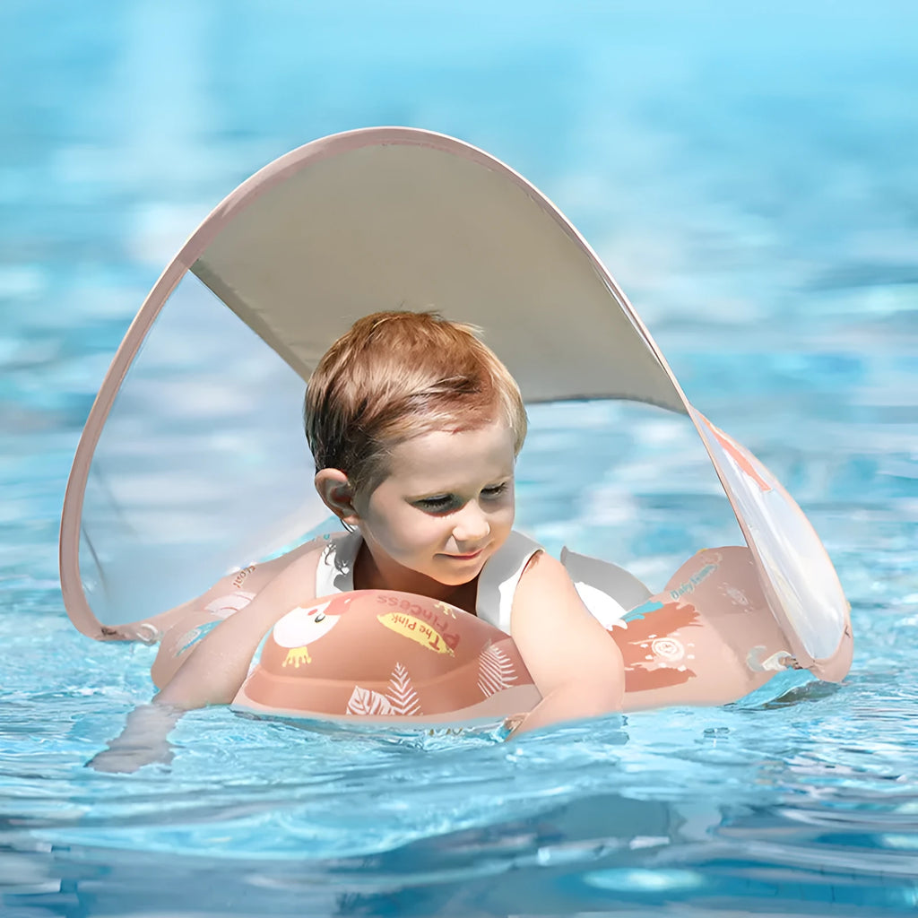 Baby sun protection sunshade swan swimming ring, PVC, with sunshade, sizes L, S, XL, 19cm inner diameter