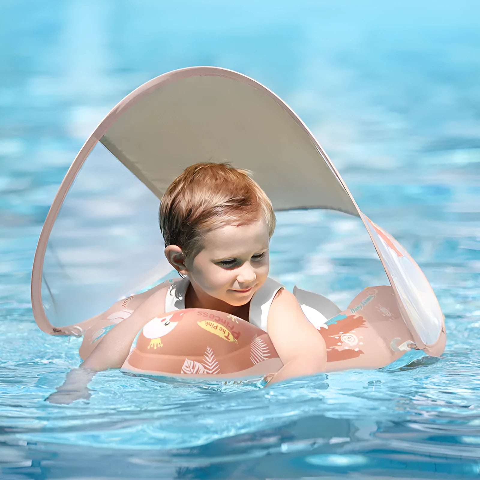 Baby sun protection sunshade swan swimming ring, PVC, with sunshade, sizes L, S, XL, 19cm inner diameter