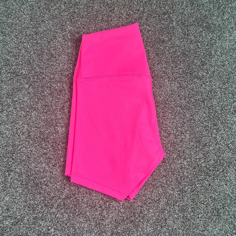 Women's high-waisted nylon yoga shorts in various colours suitable for running, sports, and cycling