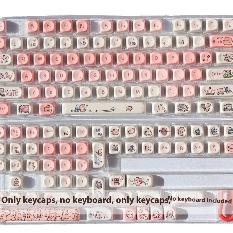 Pink fragrant pig design key cap for mechanical keyboards with five-sided dye-sublimation printing