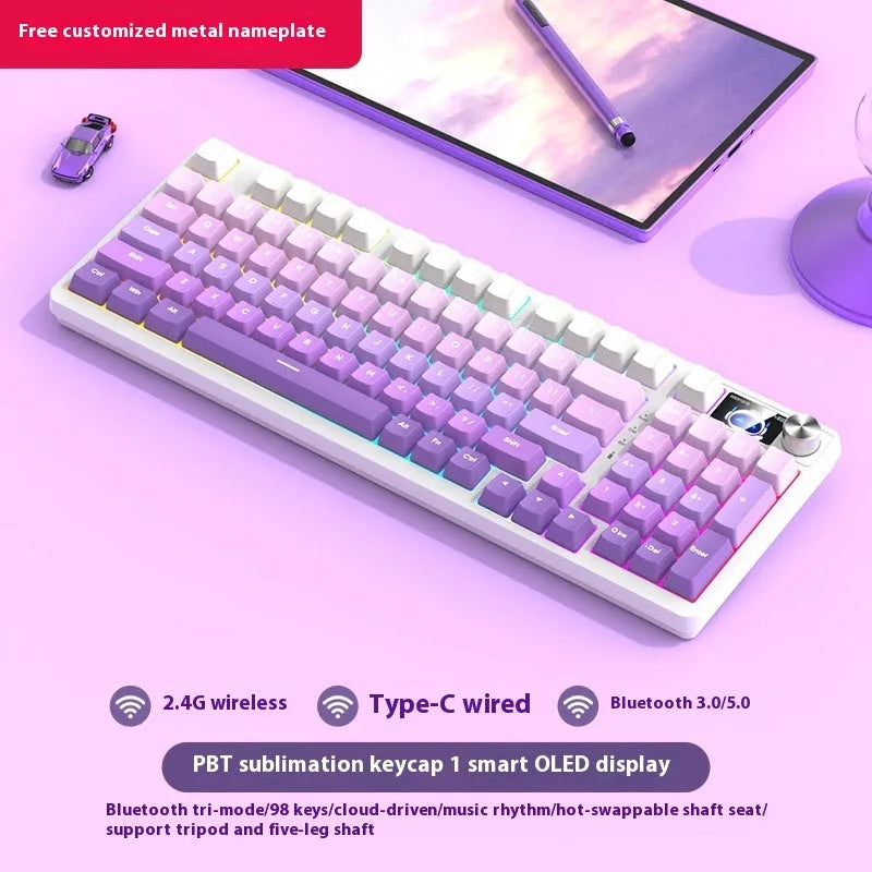98-key wireless Bluetooth mechanical keyboard with multiple colour theme options