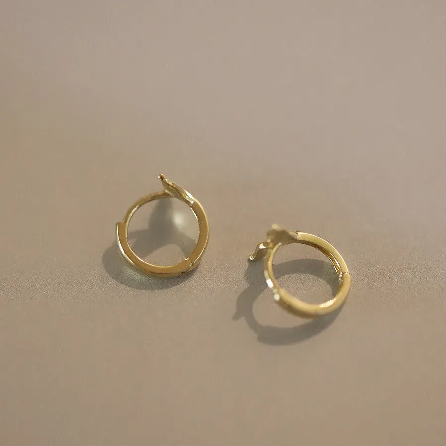 S925 sterling silver fishtail earrings with 14k gold plating, 8mm-10mm hoop design