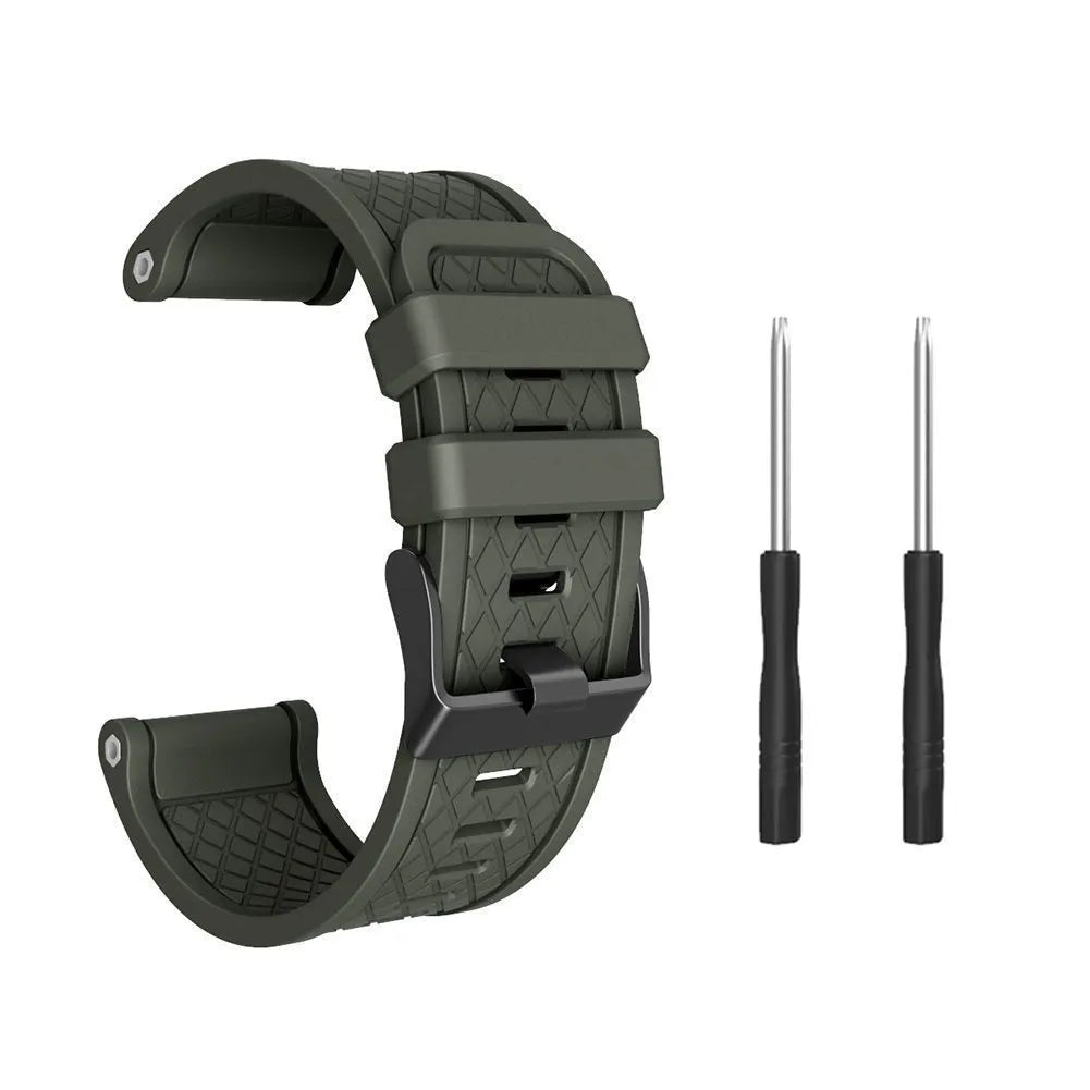Black silicone sports watch strap with stainless steel button closure for Jiaming watches