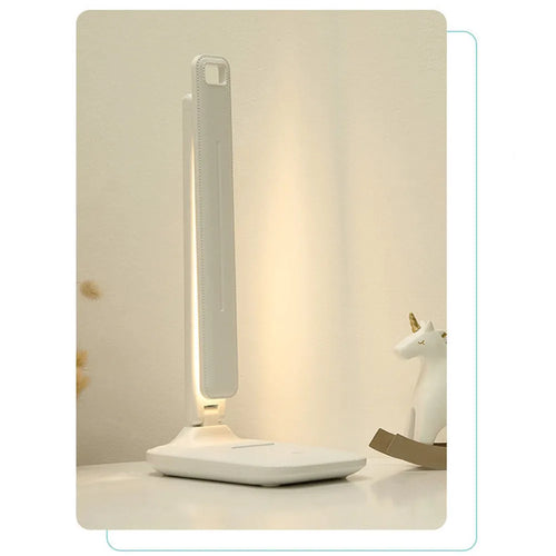 White plastic touch dimming bedside lamp for children's bedrooms with USB charging port