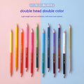 Set of wooden colouring pencils with dual-tip leads, showing 12 and 24 colour set options.