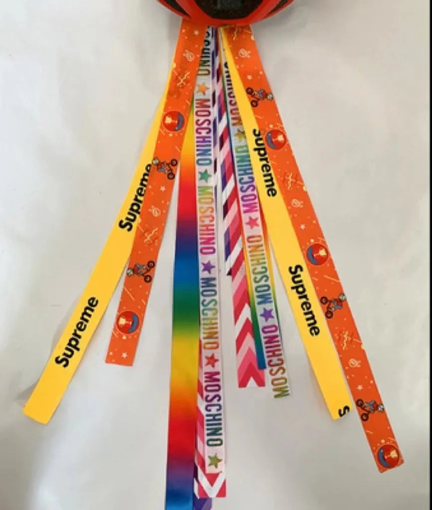 Children's helmet decorative streamer accessory in multiple colour choices for roller skating and biking