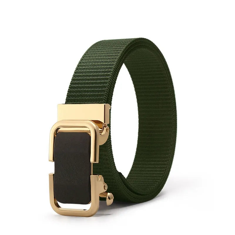 Toothless nylon canvas men's belt with alloy buckle in multiple colour options