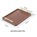 Square bamboo serving tray with brown handle for hotel and coffee shop use