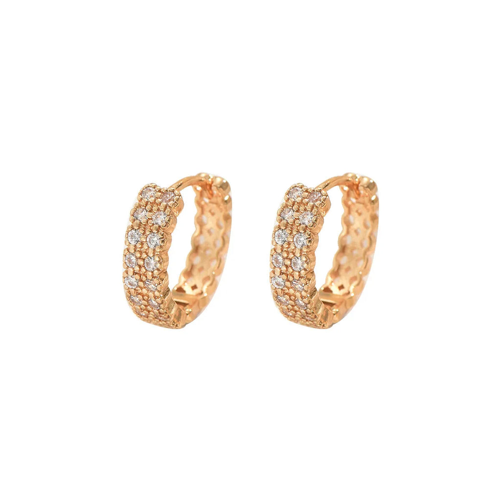 Copper geometry pattern ear studs with round dot ring elements in DE20288 colour