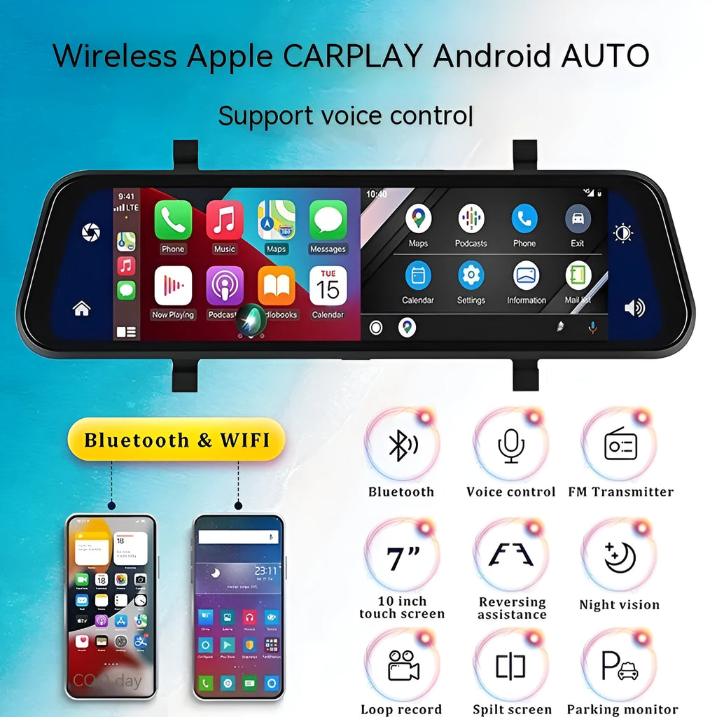 Portable 9-inch universal touch screen dual camera wireless car GPS navigation system in black