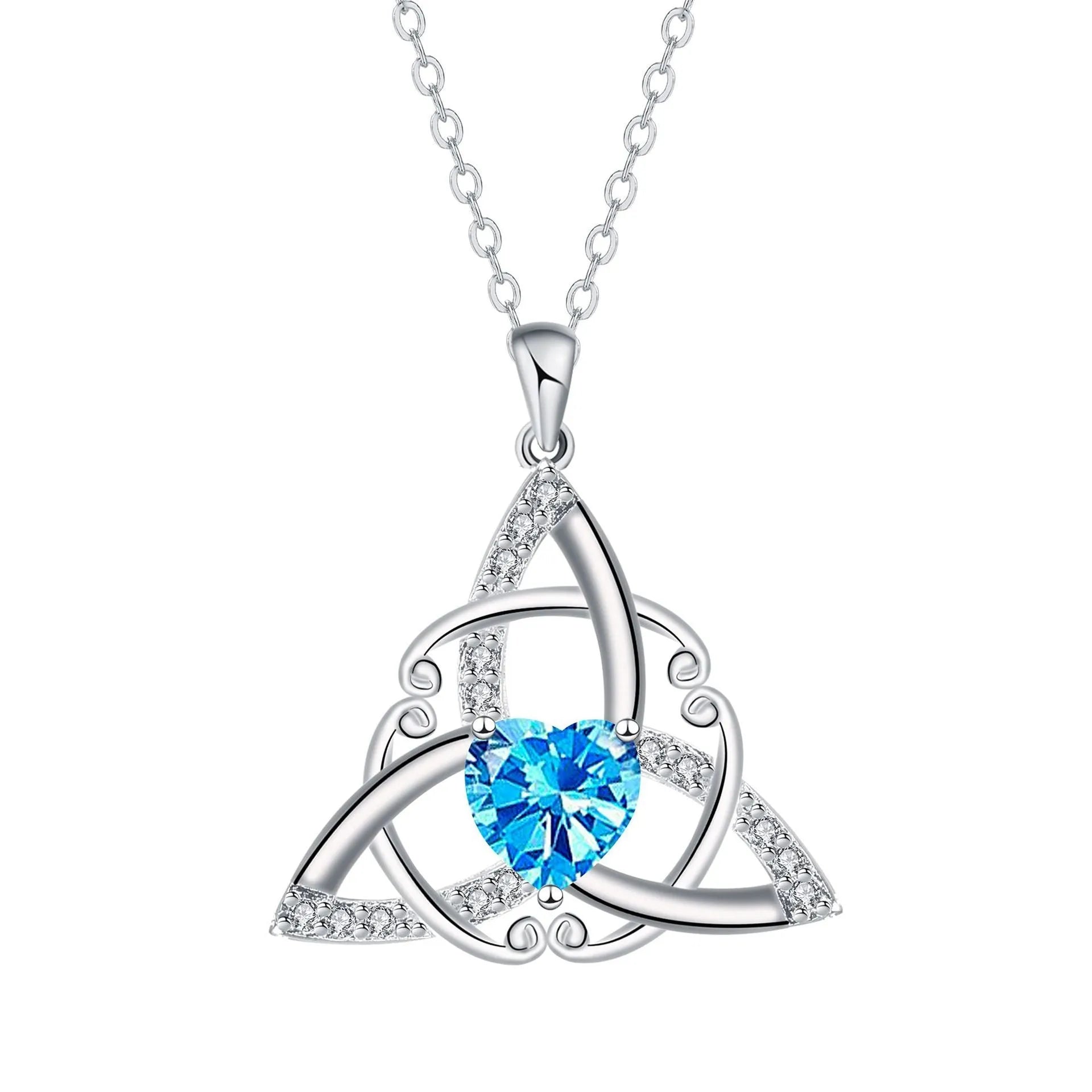 Geometric Celtic knot pendant necklace for women in solid copper with colour finish options.