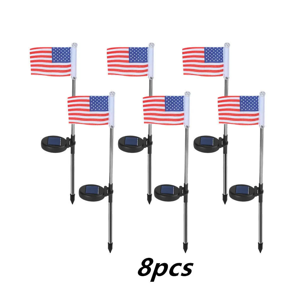 Solar garden flag light with stainless steel pole and British flag design