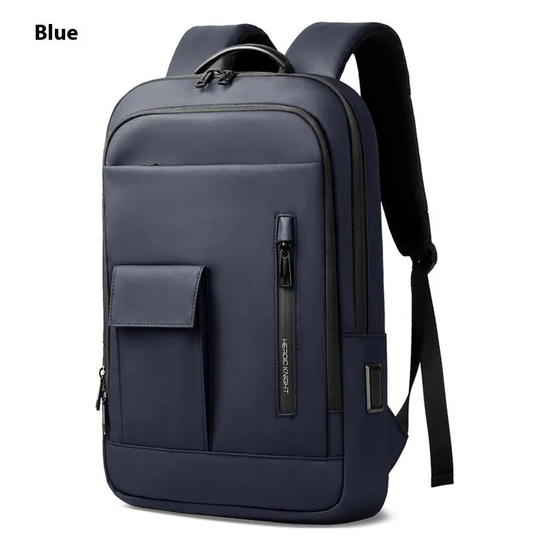 Men's lightweight Oxford cloth business backpack with slim design and visible sewing line details