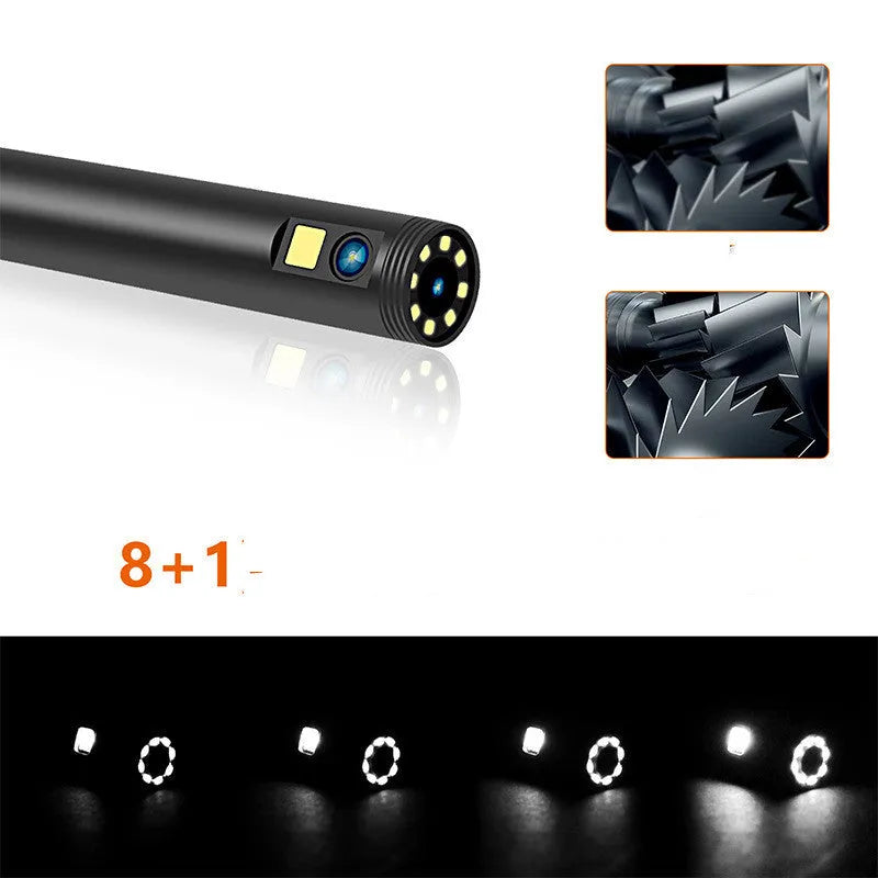 F300 wireless dual lens endoscope with 5.5mm and 8mm waterproof probes for inspection