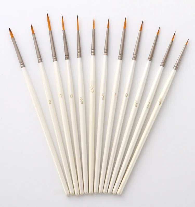 Set of 12 Pearl White nylon wool Fluoresent art markers with wood pen holder for watercolour and acrylic painting