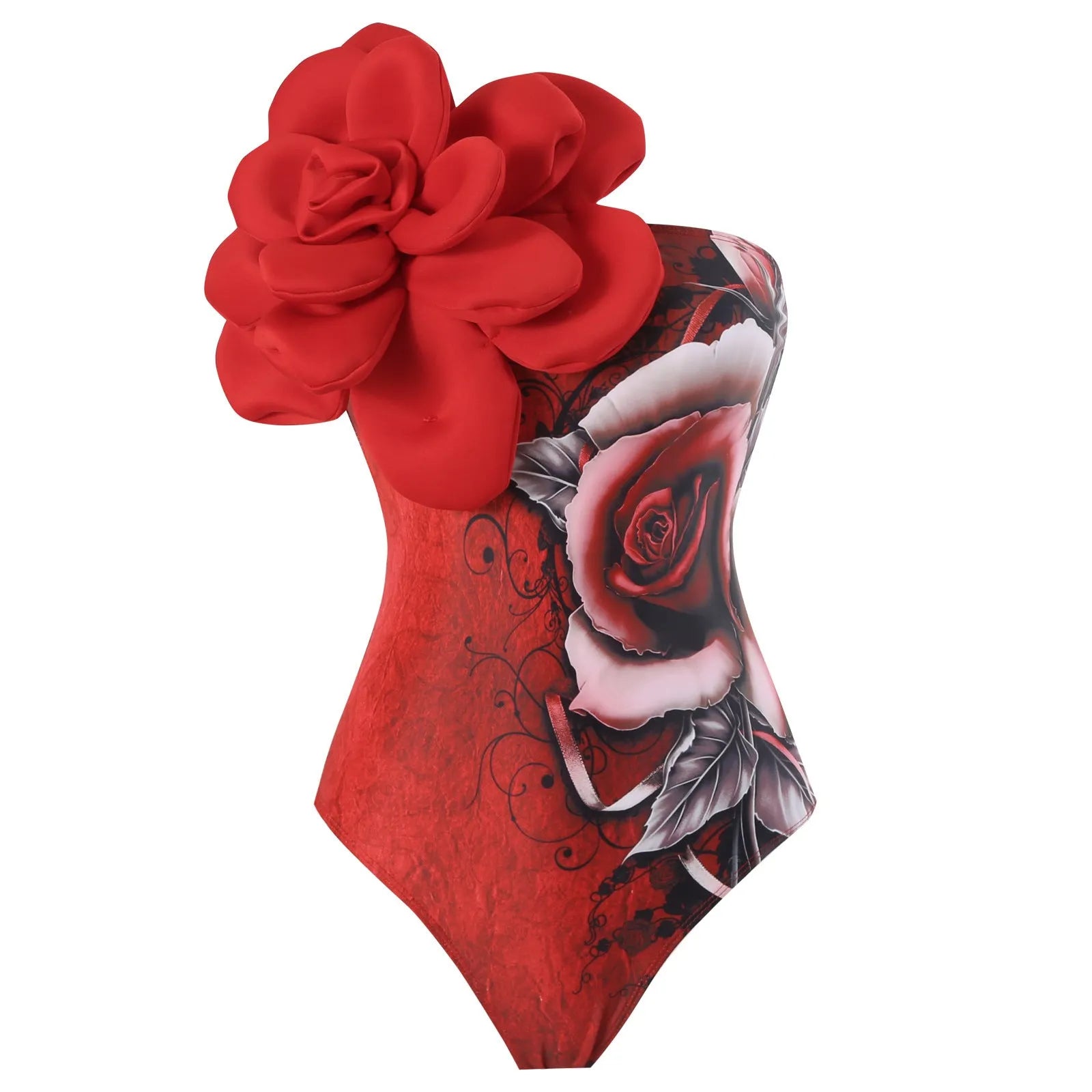 Women's one-piece swimsuit with matching printed gauze skirt set for swimming holidays