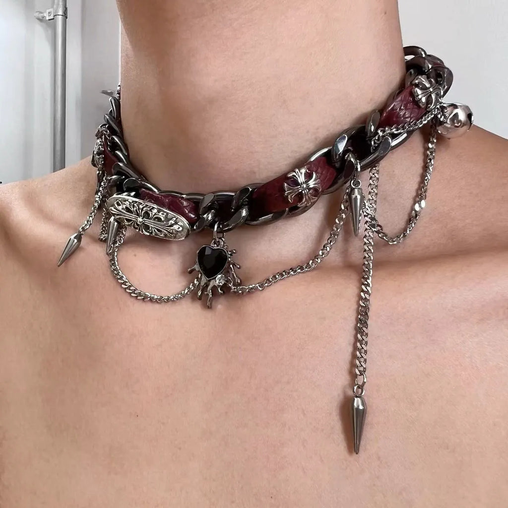 Alloy geometric necklace with electroplated finish in gradient butterfly colour on regular chain