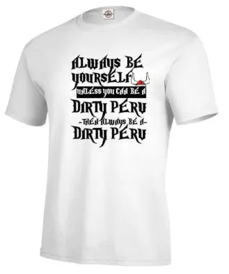 Men's solid white short sleeve t-shirt with a printed graphic, laid flat.
