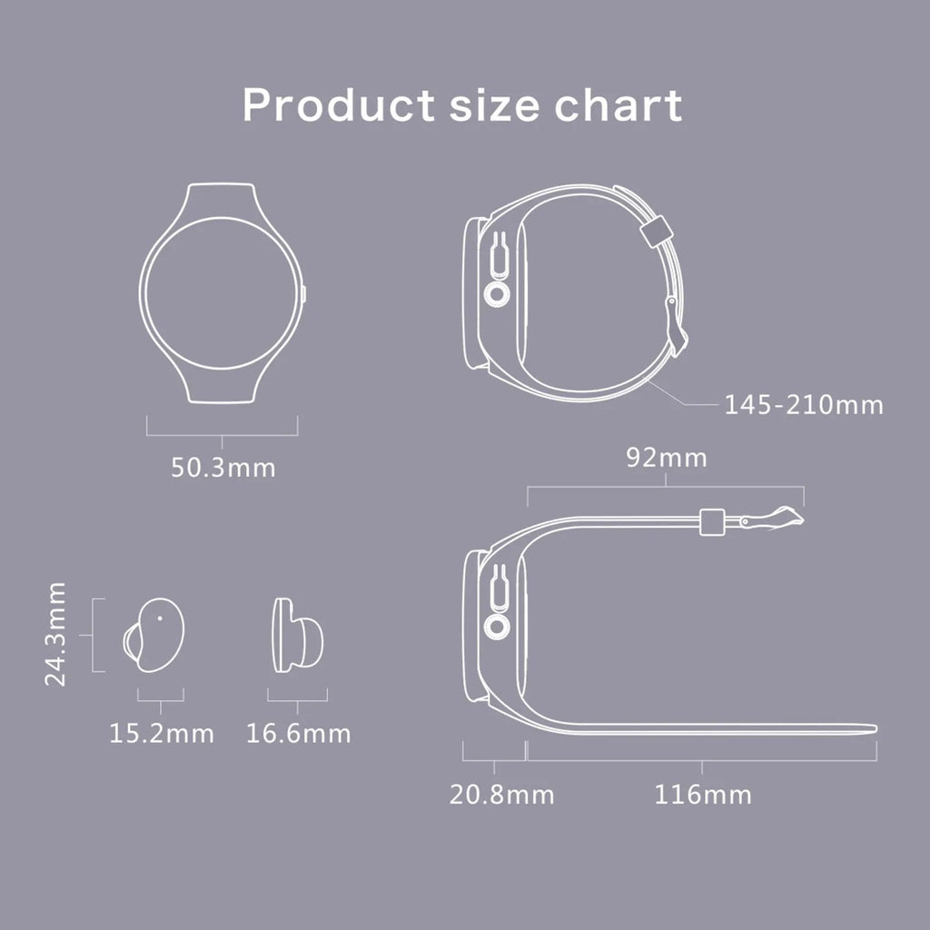 Black detachable smart bracelet with Bluetooth TWS earphones showing colour screen displaying heart rate