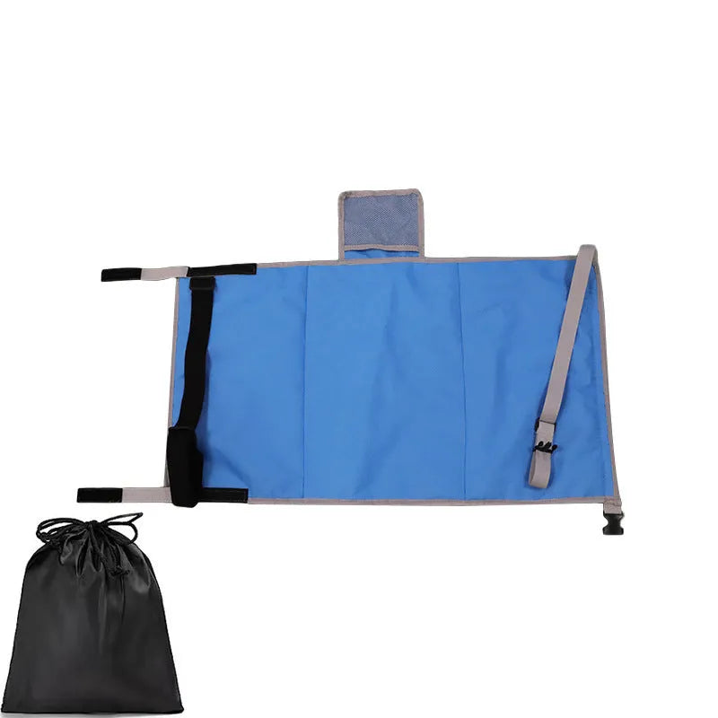 Portable children's aircraft pedal seat extender in nylon with included drawstring carry pouch