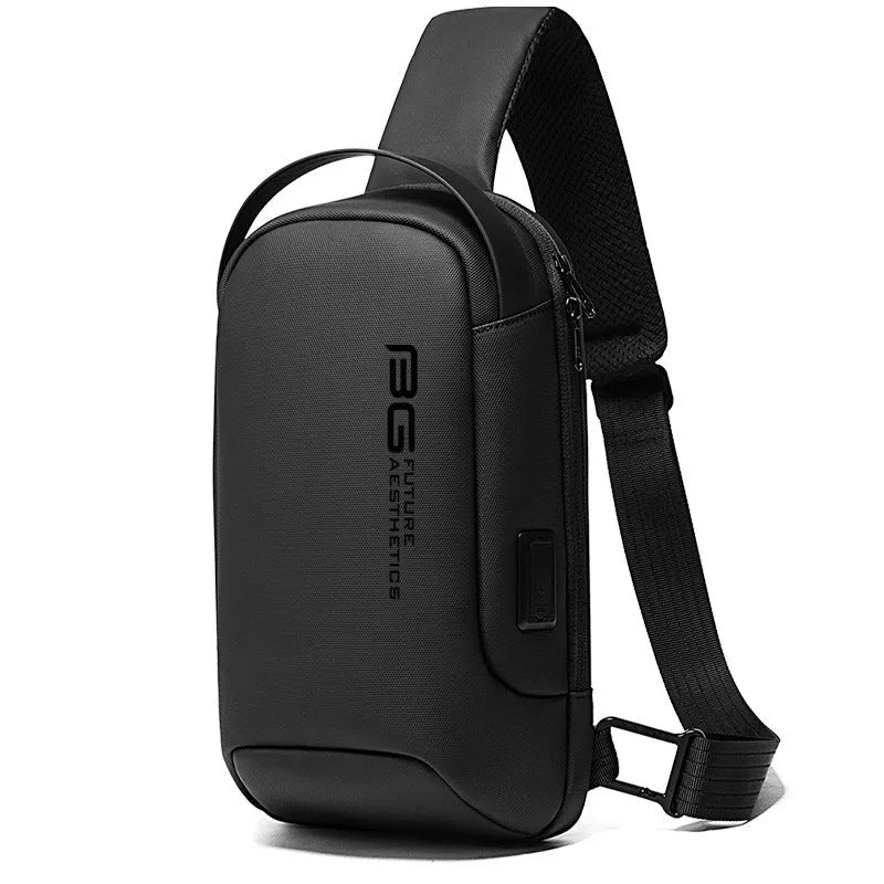 Men's oxford cloth shoulder bag with USB charging port in business travel style