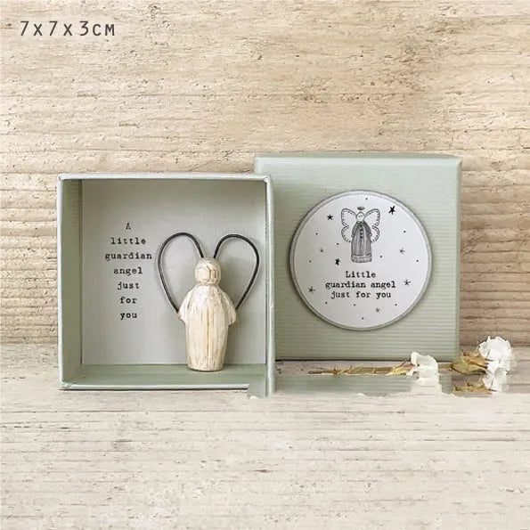 Plastic resin guardian angel figurine ornament in modern cartoon style