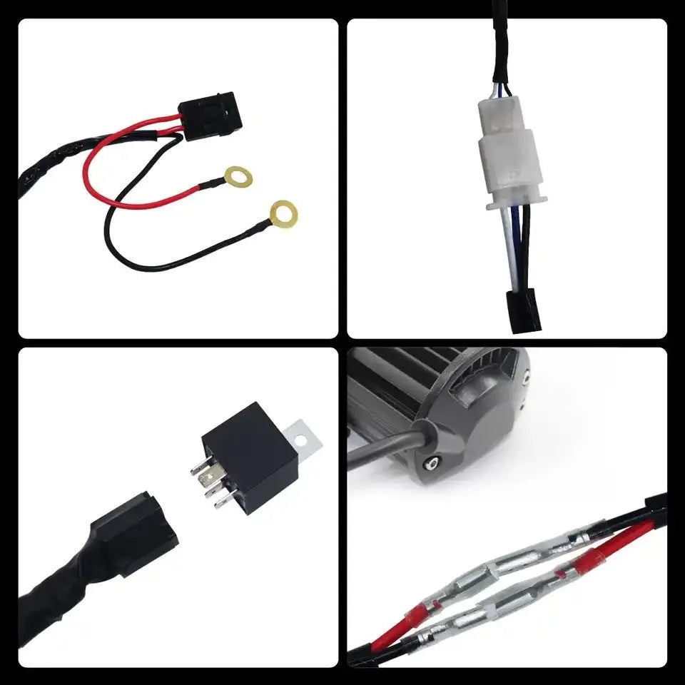 One drag two 2 m LED roof spotlight wiring harness with silicone insulation for automotive work lights
