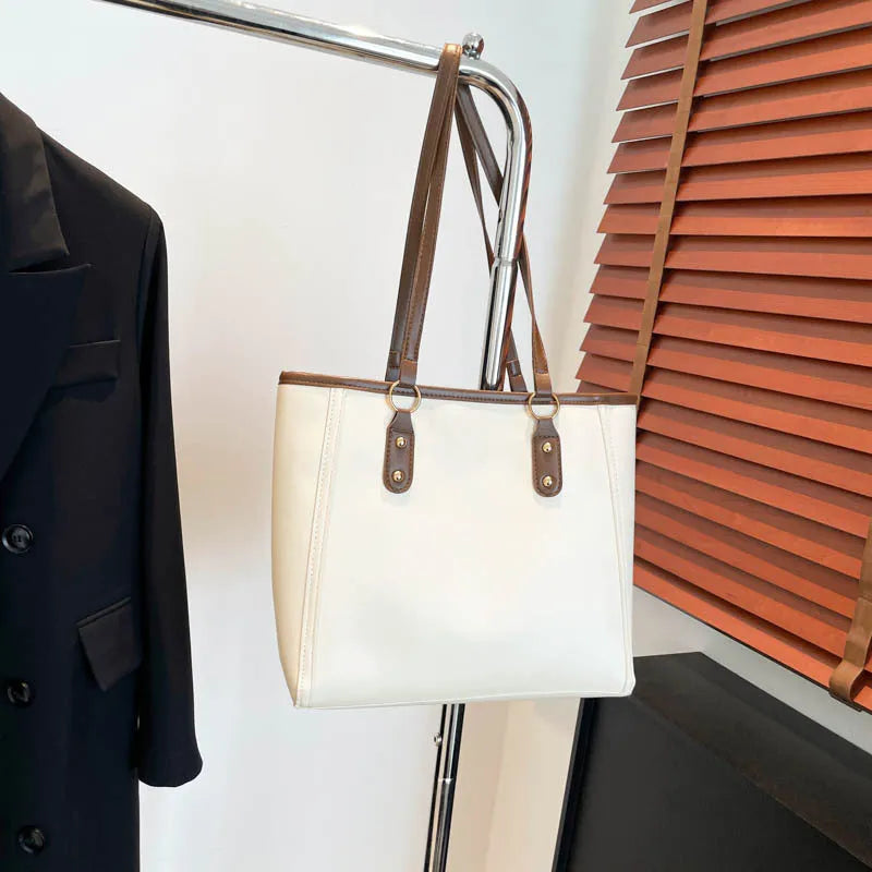 Square black PU underarm shoulder bag with a sandwich pocket design shown from the front.