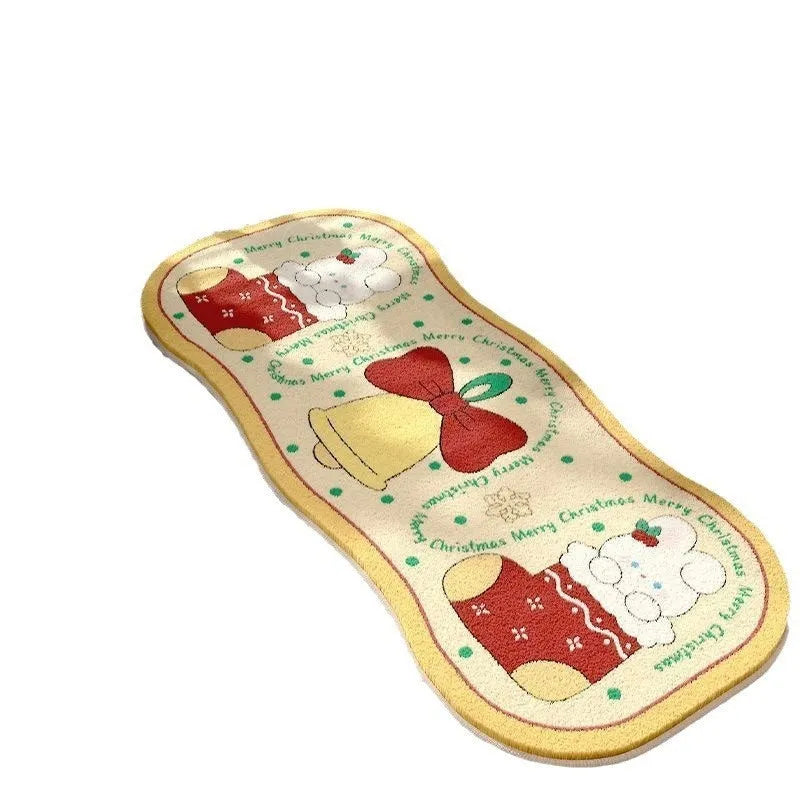 Christmas imitation cashmere carpet decoration showing festive patterns in rectangular alien shape with size options
