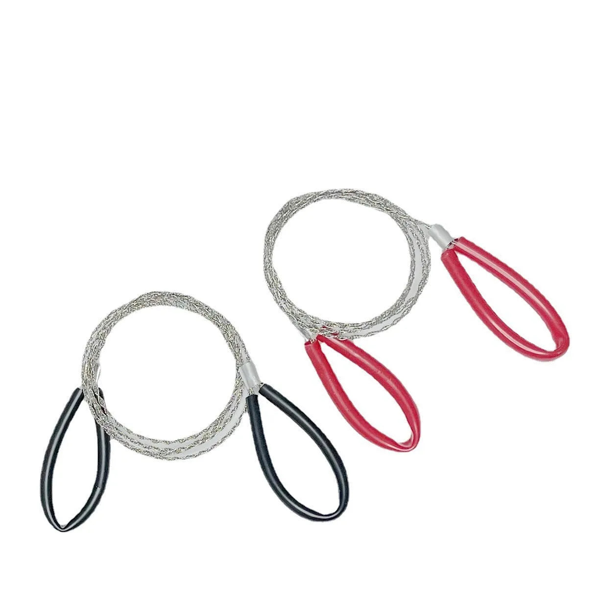 German stainless steel survival wire saw coiled up, showing its four-strand construction and compact size.
