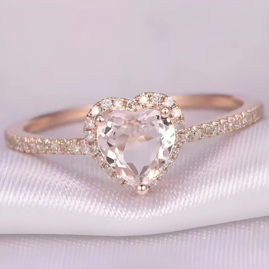 Heart-shaped women's fashion ring in rose gold or silvery white copper with electroplated Christmas style design