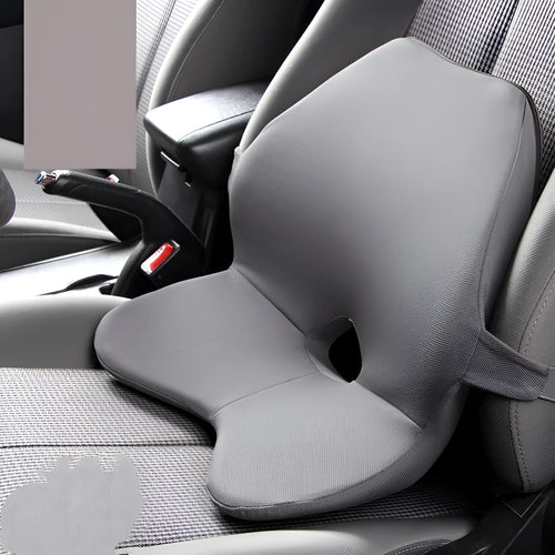 Car waist pad memory foam lumbar support cushion in beige colour with optional headrest attachment