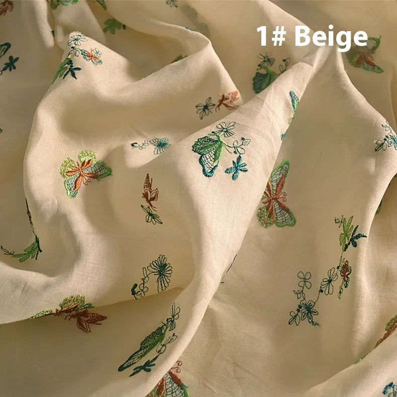 Pure ramie embroidery cloth for Hanfu making in beige, green and dark green colours
