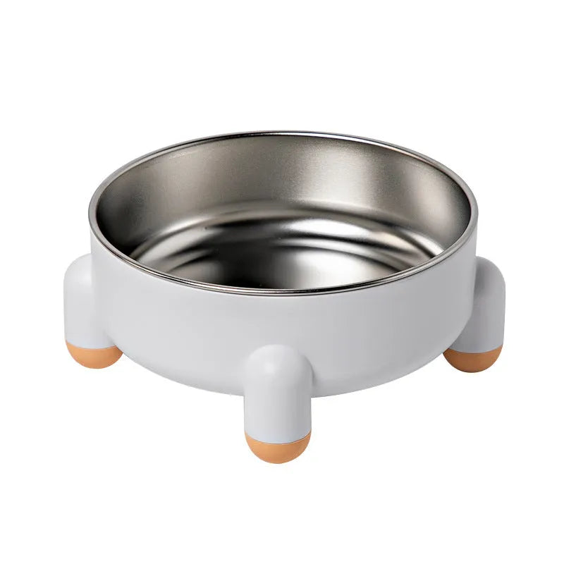 Green raised stainless steel pet bowl with non-slip high foot for dogs and cats