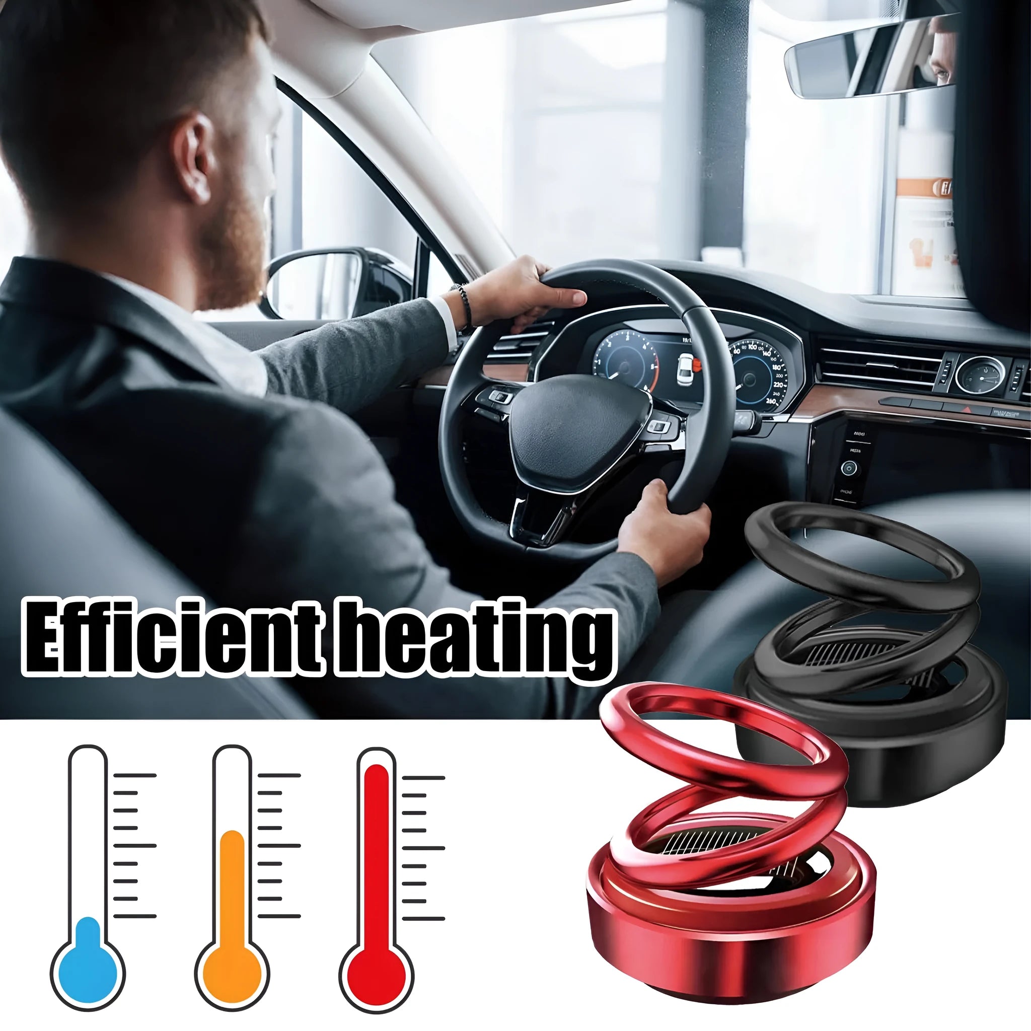 Portable miniature vibration radiator in black or red colour for car heat dissipation and room fragrance diffusion