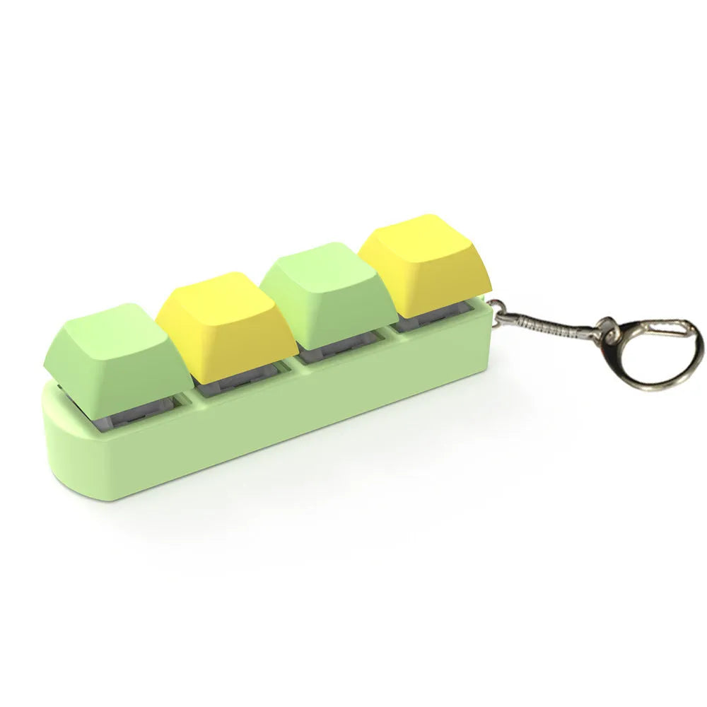 4-key keyboard shaft tester with transparent bottom shell measuring 22mm by 27mm by 85mm