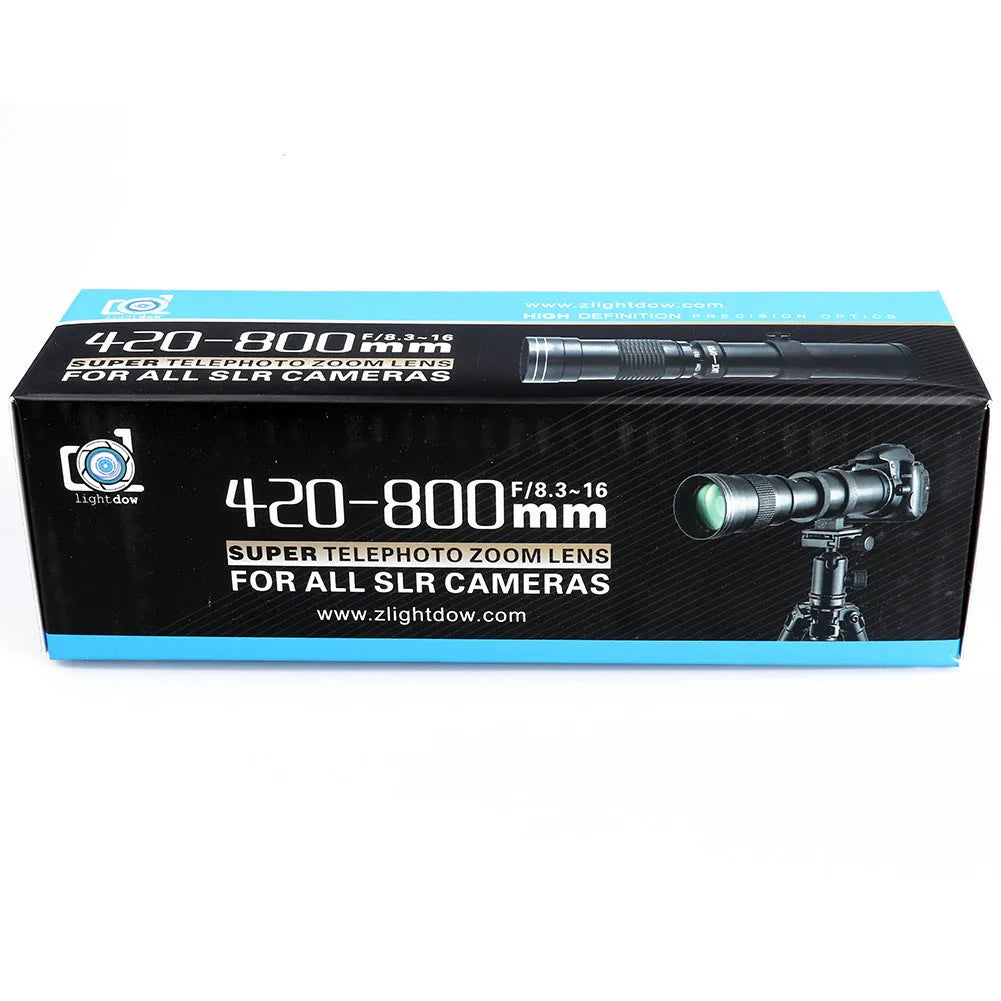 420-800mm manual telephoto zoom lens adapter with T-mount and 67mm filter thread