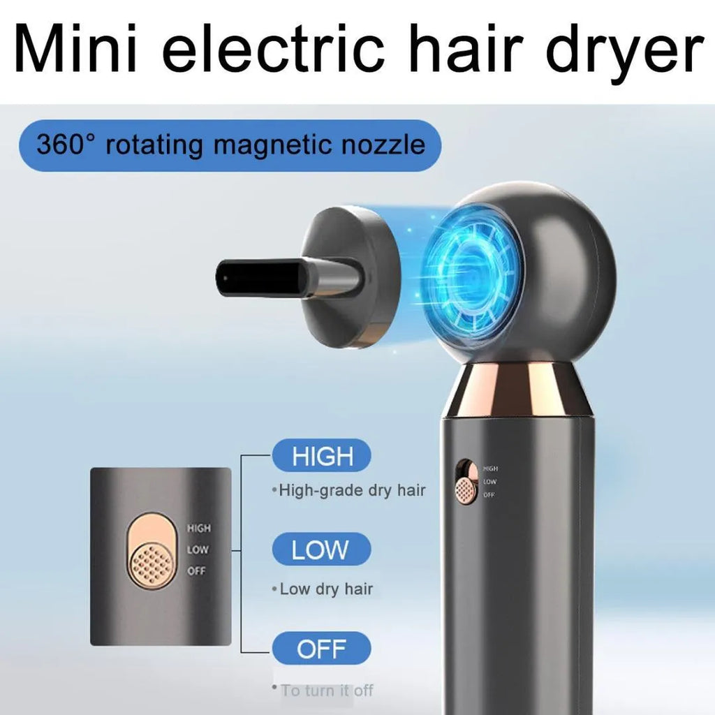 Compact 800W hair dryer with diffuser accessory showing 20cm length design