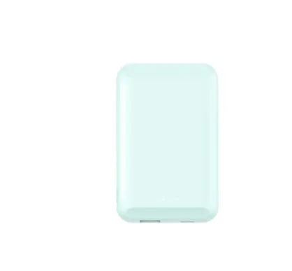 Magnetic wireless power bank in multiple colours showing 5000mAh capacity and plastic casing