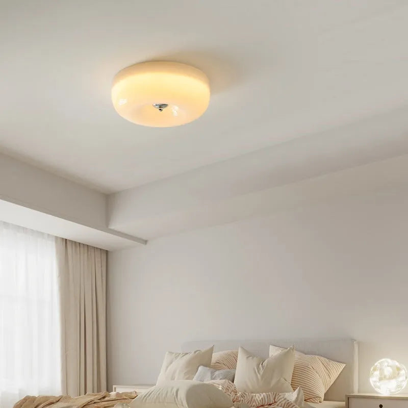 Cream coloured American style bedroom ceiling light fixture with three-colour lighting control