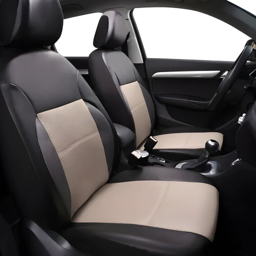 Artificial leather car seat covers in multiple colours for 5-seater vehicles with headrest protection
